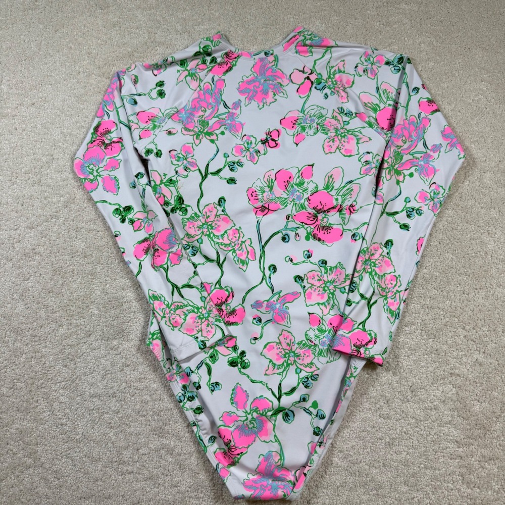 Lilly Pulitzer Rashguard One Piece Womens 8 Randee Orchids On The Avenue UPF - Picture 3 of 9